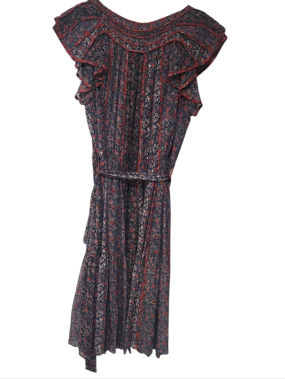 Ulla Johnson Callista Belted Gathered Floral Print Silk Dress Size 10 - Picture 6 of 8